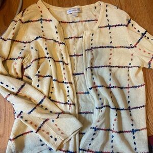 Christopher & Banks yellow and Blue Cardigan Sweater